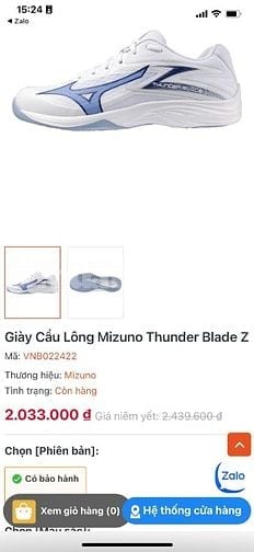 Ở Sài Gòn mình bán: giày Mizuno Thunder Blade Z - mang được 8 lần