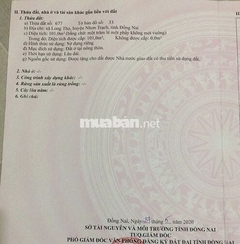 Đất thổ cư xã Long Thọ Nhơn Trạch Đồng Nai