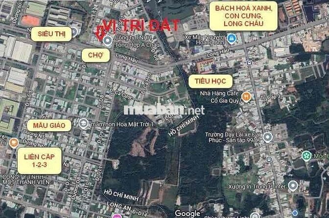 Bán nền đất 100m2 ngay chợ Long Hậu, sổ riêng, xây tự dựng tự do.