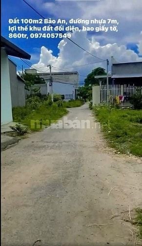 Đất ở TĐC 100m2 phường Bảo An, Phan Rang, đường nhựa 7m