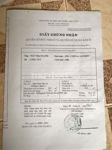 BÁN NHÀ 486/4 ĐƯỜNG PHAN VĂN TRỊ, P.7, QUẬN 5