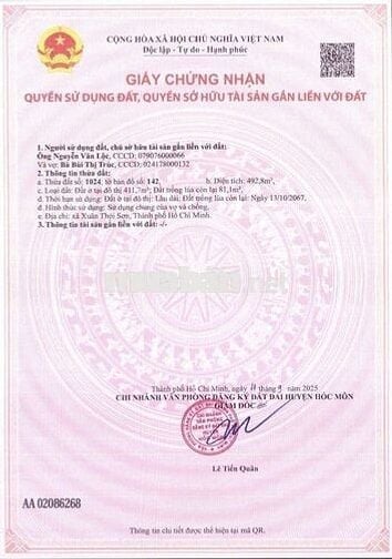 🆘 BÁN ĐẤT ĐƯỜNG VÕ THỊ HỒI, GẦN CÔNG VIÊN DU LỊCH SINH THÁI HÓC MÔN