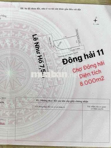 Bán đất 2 mặt tiền Lê như hổ + Đông hải 11 view chợ Đông Hải