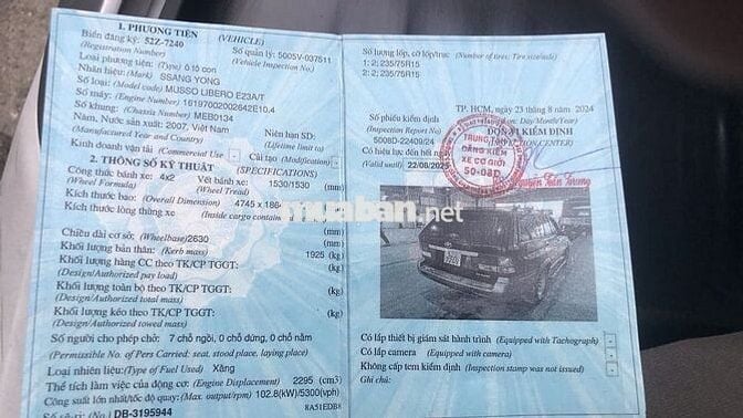 BÁN XE 7 CHỖ ĐỜI 2007 SSANGYONG HÀN QUỐC