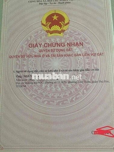 chính chủ cần bán gấp 50,5m đất thổ cư,Linh xuân, Thủ Đức,HCM