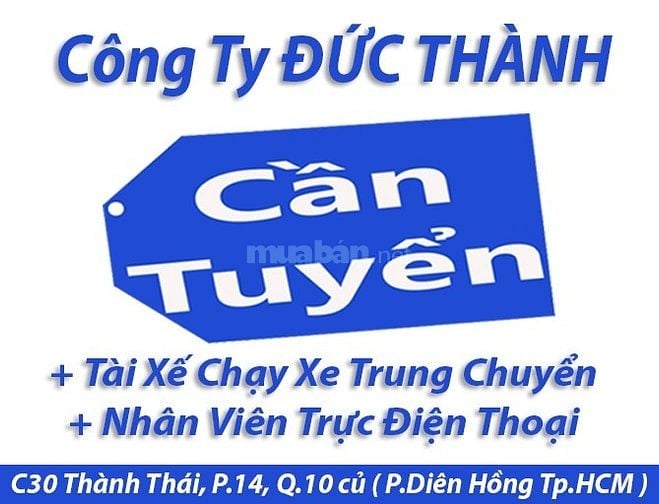 Cần Tuyển : Tài Xế xe trung chuyển - Nhân viên trực điện thoại