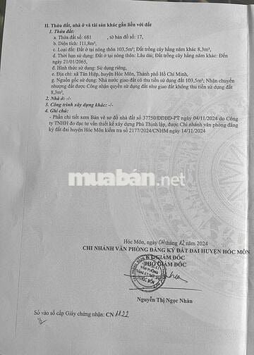 Đất Thổ Cư Sổ Hồng Riêng cần bán gấp