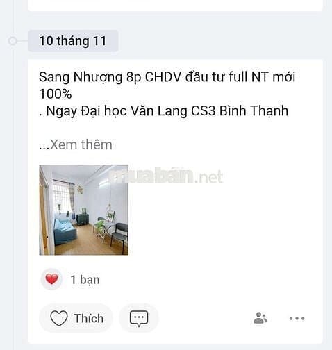 Sang Nhượng CHDV 8p  CS3 Bình Thạnh