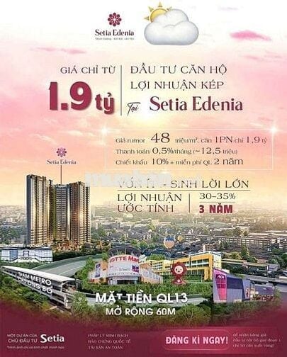 SỞ HỮU CĂN HỘ ĐẸP VÀ ĐẲNG CẤP TẠI SETIA EDENIA, MẶT TIỀN QL13, TP.HCM