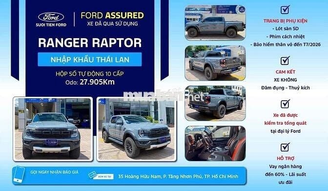 Ford Ranger 2023 Raptor 2.0L 4x4 AT - 27905 km