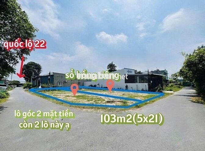 Đất ngay gần bệnh viện Xuyên Á, 103m2 giá 1,35 tỷ, sổ hồng riêng