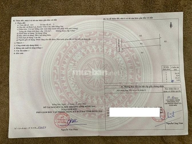 Cần bán 115m2 đất sổ riêng thổ cư tại phường Tân Triều, giá chỉ 850tr