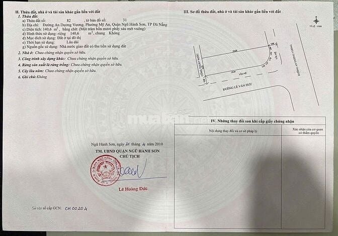 Bán Lô đất 2 Mặt Tiền AN DƯƠNG VƯƠNG Và LÊ VĂN HƯU