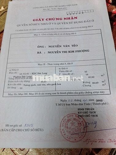 Nhà mặt tiền đường nhựa Trương Văn Ly