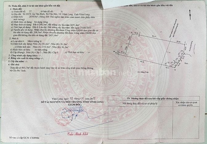 Bán Đất (kèm dãy nhà ở), Hương lộ 18 đi vào