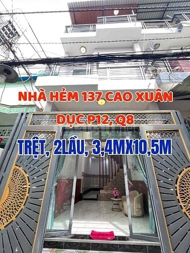 Nhà mới tuyệt đẹp, 1trệt, 2 lầu, H137 Cao Xuân Dục P12,Q8, N3,4mx10,5m