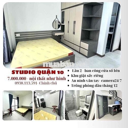 Quận 10 - Căn hộ Mini ban công có giặt sấy