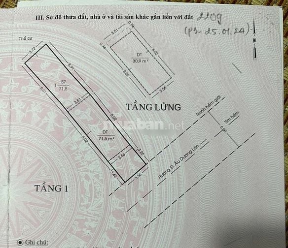 Bán Nhà 71,5m2.chưa tới 100tr/m2 còn TL. Âu Dương Lân P3Q8.Hẻm 6M