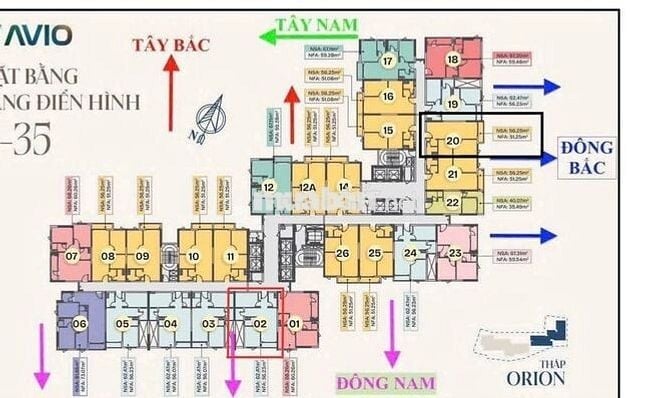 Chuyển nhượng căn 2PN2WC tháp B02-ORION-TT AVIO với giá gốc từ CĐT