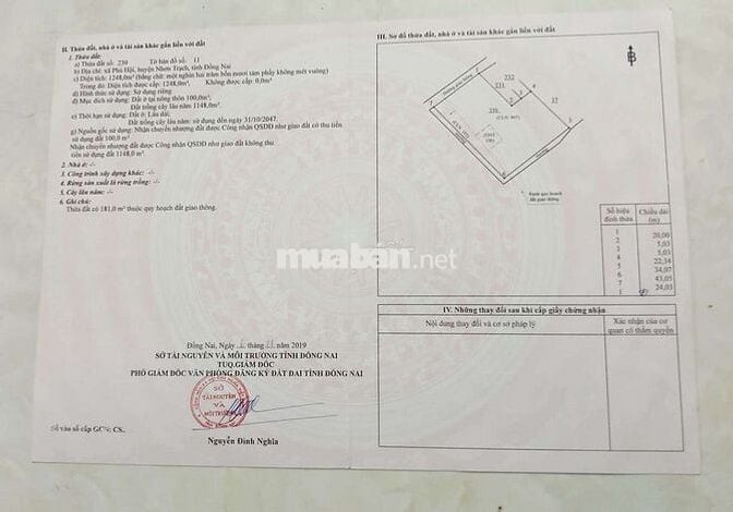 Bán Nền Đất Ở Chính Chủ Nhơn Trạch Đồng Nai 1.248m2 Phun 100m2 Thổ Cư