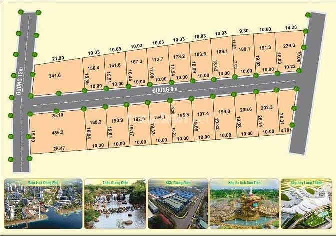 bán lô đất mặt tiền đường 60m cách sân bay long thành 8km