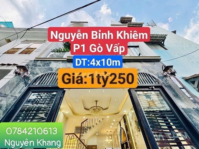 💥💥 BÁN NHÀ HẺM 4M ĐƯỜNG NGUYỄN BỈNH KHIÊM P1 GÒ VẤP SHR GIÁ 1TỶ250