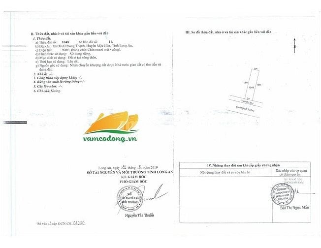 Nền 90m2 thổ cư (5x18) KDC cán bộ công chức huyện Mộc Hóa giá 1 tỷ