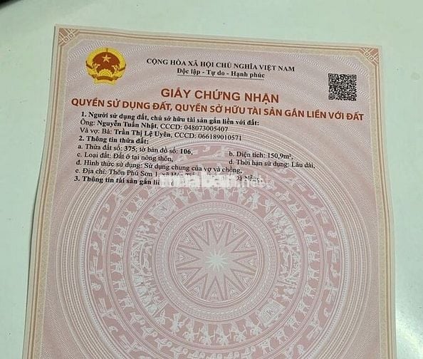 Cần tiền bán nhanh giá rẻ lô đất diện tích lớn đẹp 150,9 m2 100% đất ở