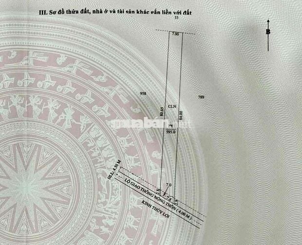 Nền 595m2 CLN - 7x78 - Lộ Oto 4m - Cách Chợ Mỹ Khánh 950m - Giá 2,6 Tỷ