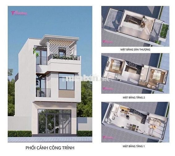 NHÀ XÂY MỚI, CUỐI THÁNG BÀN GIAO, THIẾT KẾ 1 TRỆT 2 LẦU