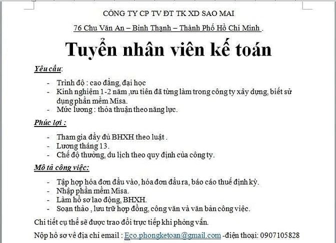 CÔNG TY CP TƯ VẤN ĐẦU TƯ THIẾT KẾ XÂY DỰNG SAO MAI