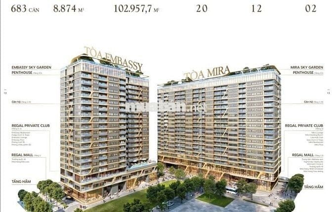 Căn hộ 1PN+cuối cùng, 59.5m2 giá ưu đãi tại toà Embassy, Regal Complex