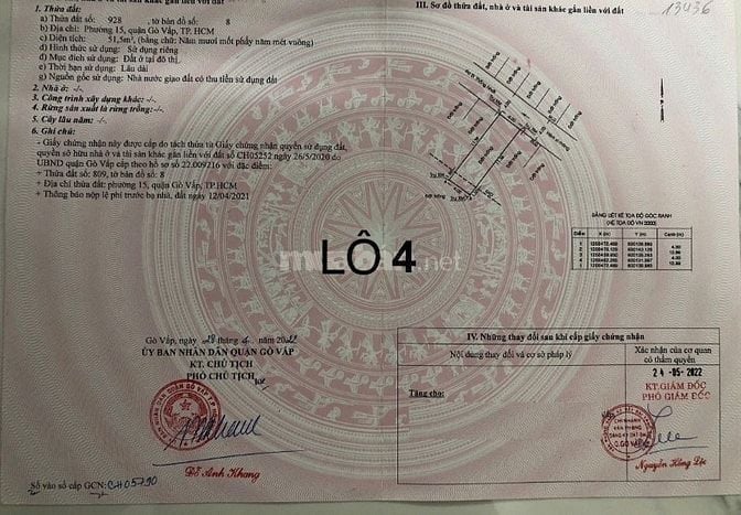 Bán lô đất giá tốt, phân lô 854 Thống Nhất, P15. Gò Vấp Dt 4x13.4.5 tỷ