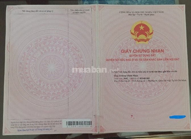 Bán nhà vườn Ng Thị Chì, xã An Nhơn Tây, Củ Chi nay là xã An Nhơn Tây