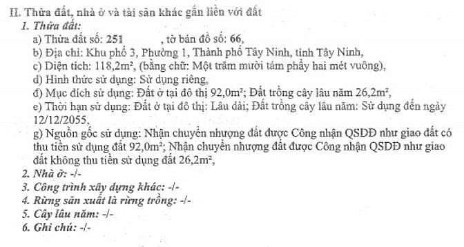 BÁN ĐẤU GIÁ TS VIB TẠI P1,TÂY NINH (NAY LÀ P TÂN NINH)