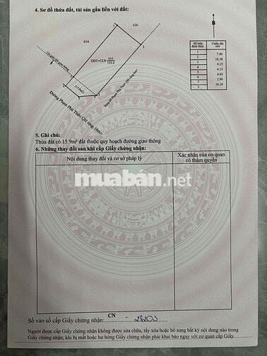 Bán đất góc hai  mặt tiền Phạm Phú Thứ đường 16m sát bùng binh con voi