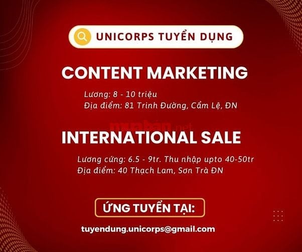 UNICORPS TUYỂN DỤNG CONTENT MARKETING (full-time & part-time) & SALE
