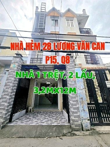 Bán gấp nhà 1trệt, 2 lầu, Hẻm 28 Lương Văn Can, P15, Q8. N3,2m x D12m