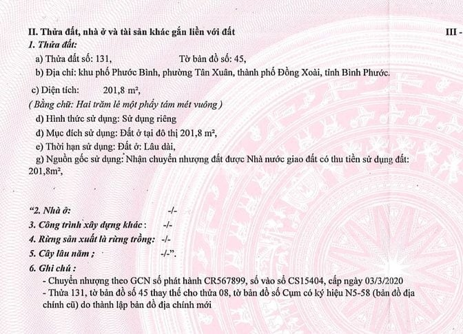 BÁN ĐẤU GIÁ TS MSB L1_P. TÂN XUÂN, ĐỒNG XOÀI, BÌNH PHƯỚC