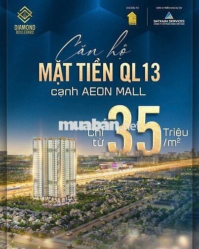 Căn hộ 2PN-2WC sắp bàn giao mặt tiền quốc lộ 13, thanh toán 1%/tháng.