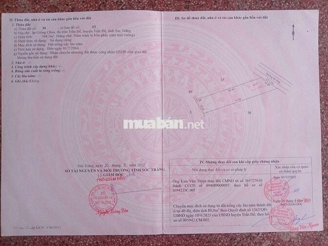 Chính chủ cần bán đất nền thổ cư đối diện nhà trọ huỳnh dương trần đề