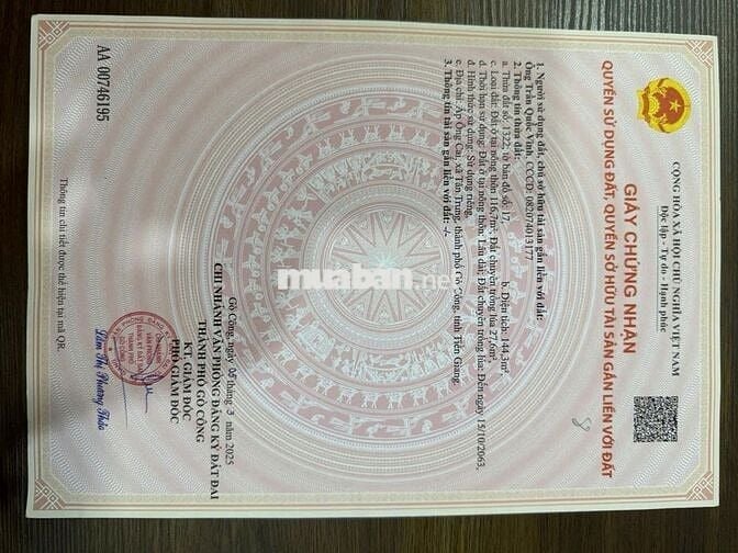 Đất Tân Trung, Gò Công, 145m2/390tr, SHR, kế cầu Mỹ Lợi. Cách SG 50p