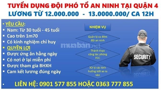 TUYỂN CÁN BỘ CHỈ HUY ĐỘI AN NINH TẠI QUẬN 4