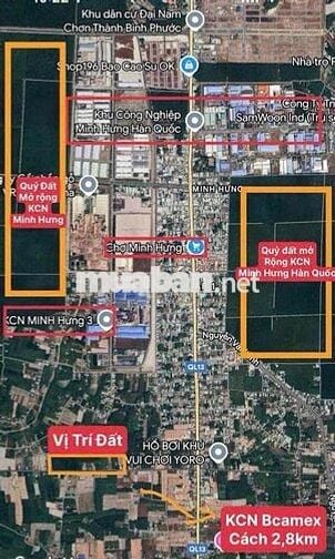 BÁN ĐẤT GẦN KCN BECAMEX, MINH HƯNG 3 SỔ SẴN