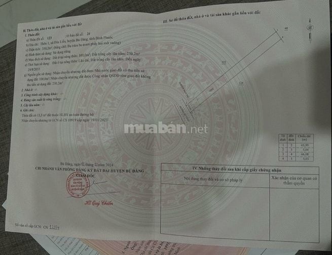 Bán lô đất thổ cư, 300m2 giá 275tr