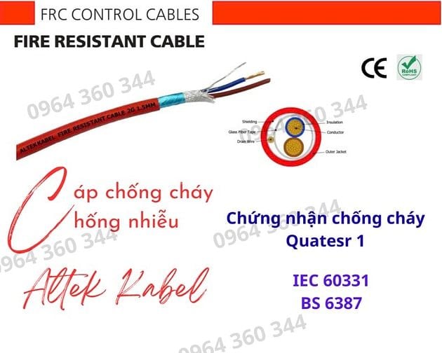 Cáp chống cháy chống nhiễu 2x1.5+E+GFT Altek Kabel