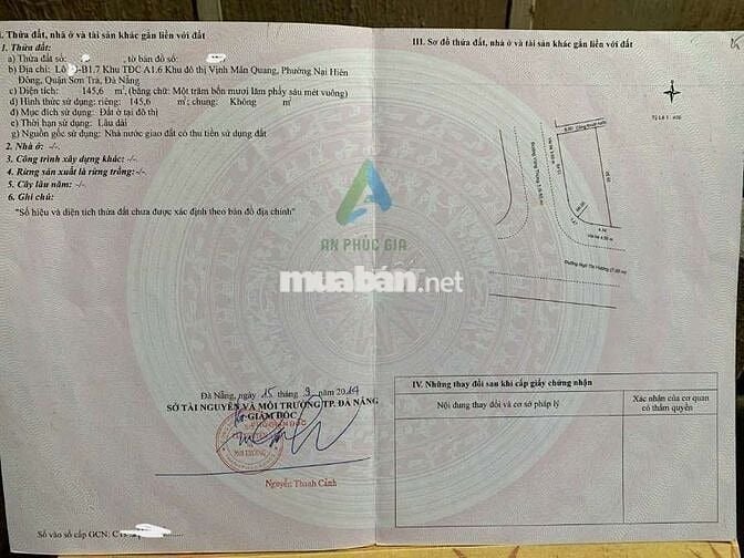 BÁN LÔ ĐẤT 145M2,2 MẶT TIỀN ĐƯỜNG NGÔ THÌ HƯƠNG