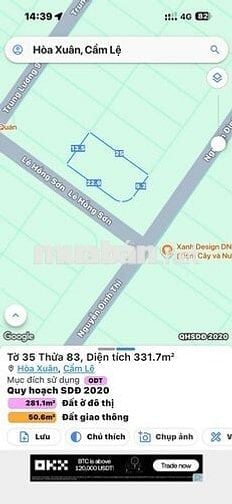 BÁN LÔ ĐẤT 2 MẶT TIỀN HÒA XUÂN - NGAY GẦN SÔNG