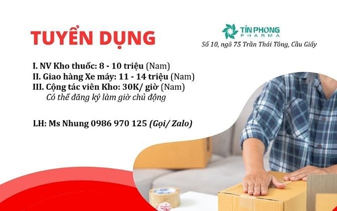 Tuyển CTV Kho thuốc tại Cầu Giấy (giờ chủ động)