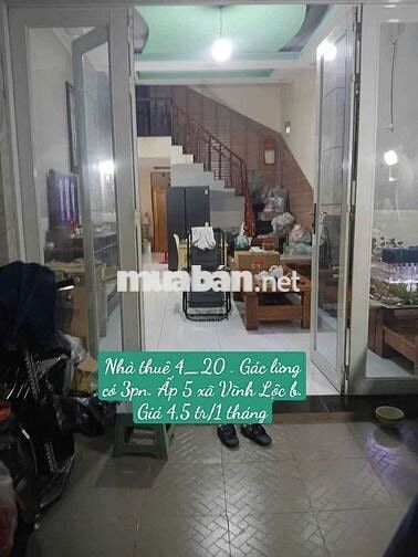 Nhà Thuê 4×20 gác lửng  đẹp gần công an xã Vĩnh Lộc B bình chánh